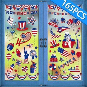165PCS 4th/Fourth of July Window Clings Decorations